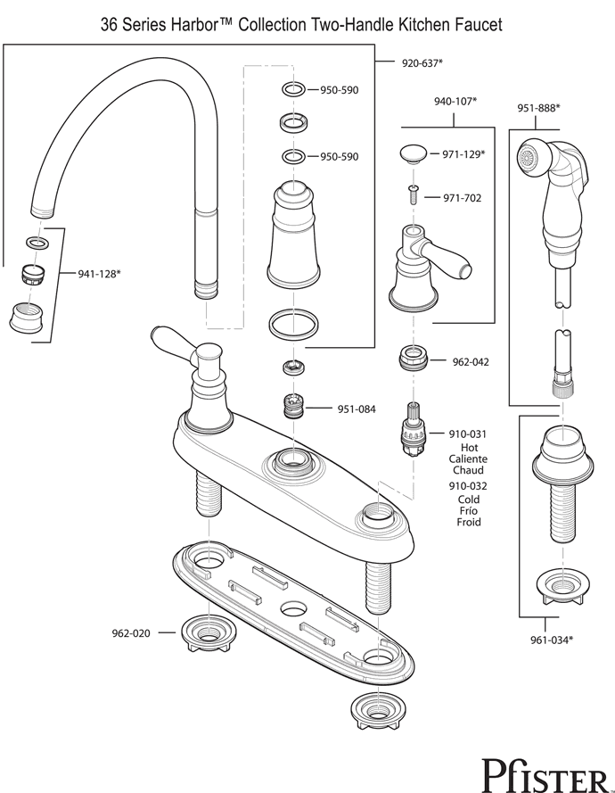 Lead Free Kitchen Faucet Parts Pfister 36 Series Harbor